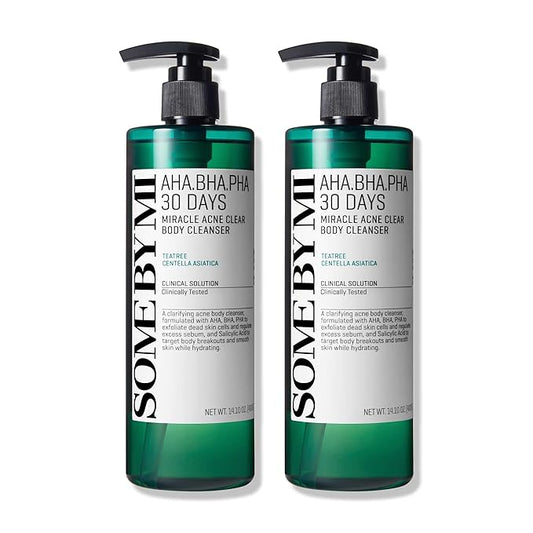 SOME BY MI AHA BHA PHA 30 Days Miracle Acne Clear Body Cleanser - Pack of 2 - Daily Exfoliating Tea Tree Acne Body Wash with Salicylic Acid - Deep Cleanses Sebum and Impurities - Korean Skin Care-Velvo Beauty