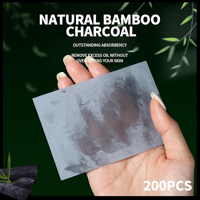 1200PCS Blotting Paper for Oily Skin, Natural Bamboo Charcoal Blotting Paper, 100 * 70MM Large Oil Blotting Sheets for Face, Makeup-Velvo Beauty