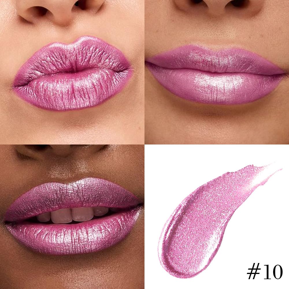Kaely 2-in-1 Light Rose Pink Metallic Lipstick and Lip Liner, Shimmer Liquid Metallic Lipsticks for Women, Glitter Lip Gloss Stain Long Lasting Waterproof Smudge Proof 24 Hour, Vegan Makeup, 10-Velvo Beauty
