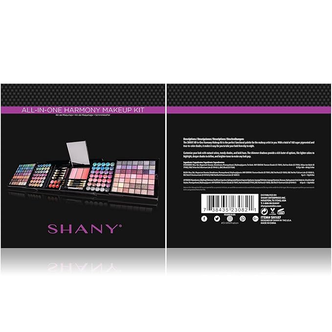 SHANY All In One Harmony Makeup Set - Ultimate Color Combination - Eyeshadows, Blush Powder, Lip-gloss Lipstick, Mini Makeup brushes, Makeup applicators, HOLIDAY GIFT IDEA - New Edition-Velvo Beauty