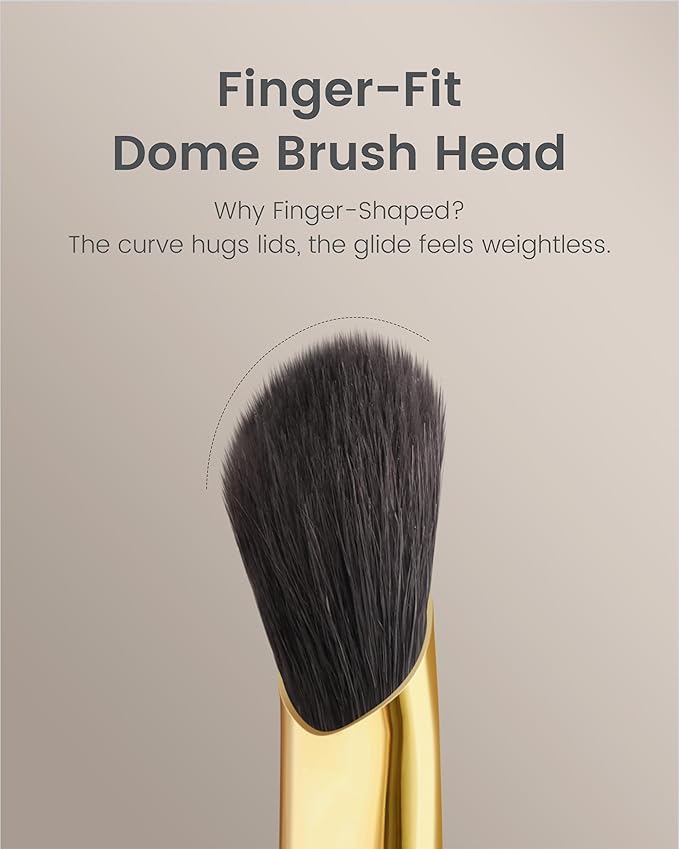 Desert Oak Series Thumb-Shaped Eyeshadow Brush (Small) - Curved Brush Head Mimics Natural Finger Contour, Premium Goat Hair & Bubinga Handle for Lid/Crease Blending (CM 171)-Velvo Beauty