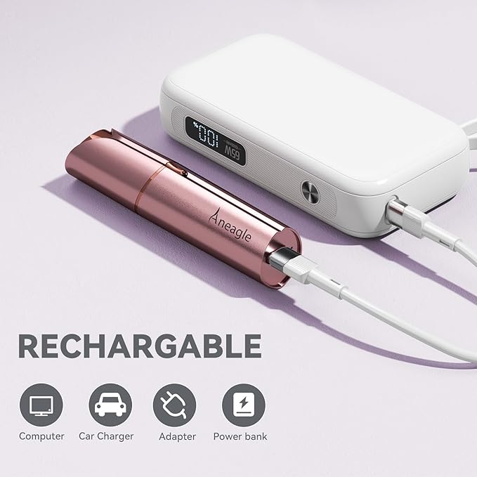 Facial Hair Remover for Women,Painless Hair Shaver Rechargeable with LED Light, Flawless Lady Face Electric Razor,The Great Female Mustache Removal (Rose Pink (with 1 Replacement Heads))-Velvo Beauty