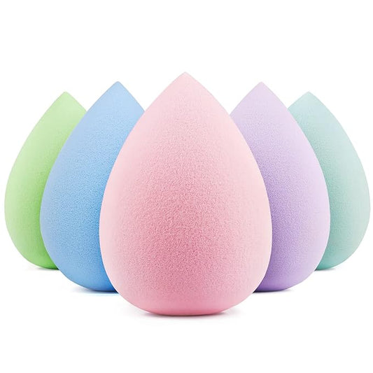 BEAKEY 5 Pcs Makeup Sponge Set, Latex-Free Makeup Sponges for Foundation, Multi-colored Boun Boun Sponges, Flawless for Liquid, Cream, and Powder-Velvo Beauty