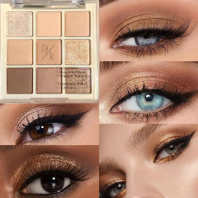 Eyeshadow Palette Makeup- 9 Colors Eyeshadow Palette Matte Shimmer Korean Natural Eye Shadow palettes Highly Pigmented Naturing-Looking Long Lasting (17#)-Velvo Beauty