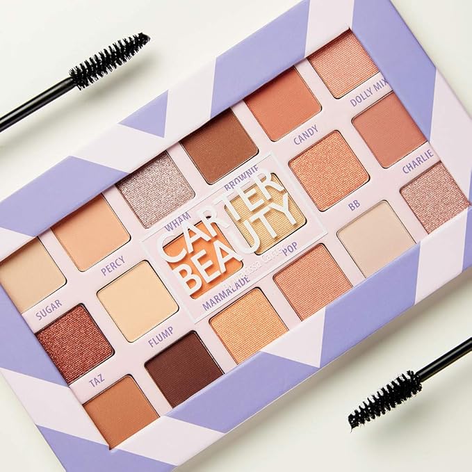 Carter Beauty 18 Shade Eyeshadow Palette | Long Lasting Eye Shadow Makeup | Shimmer & Matte Vibrant Colors (Sweet Apricot)-Velvo Beauty