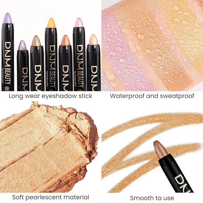 evpct Beige Gold Shimmer Cream Eye Shadow Brightener Sticks Set for Eyes, Gold Shimmery Matte Pencil Eye shadow Applicator Stick Pen Palette Makeup Waterproof sombras en crema para ojos 15#-Velvo Beauty