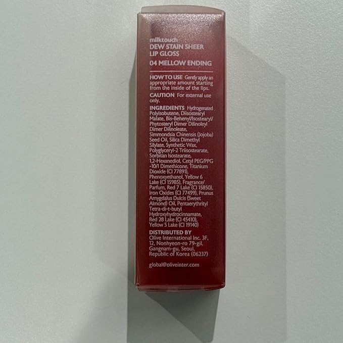 MILKTOUCH Dew Stain Sheer Lip Gloss (04 Mellow Ending, 0.14 Fl Oz (Pack of 1))-Velvo Beauty