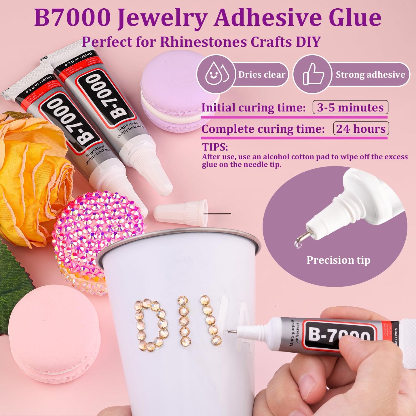25000Pcs Resin Rhinestones with Tweezers for Crafting, Champagne 2-6mm Mixed Sizes Bedazzling Crystal with 3Pcs 10ml B7000 Jewelry Glue for DIY Crafts Clothing Tumblers Shoes Fabric Nail Art-Velvo Beauty