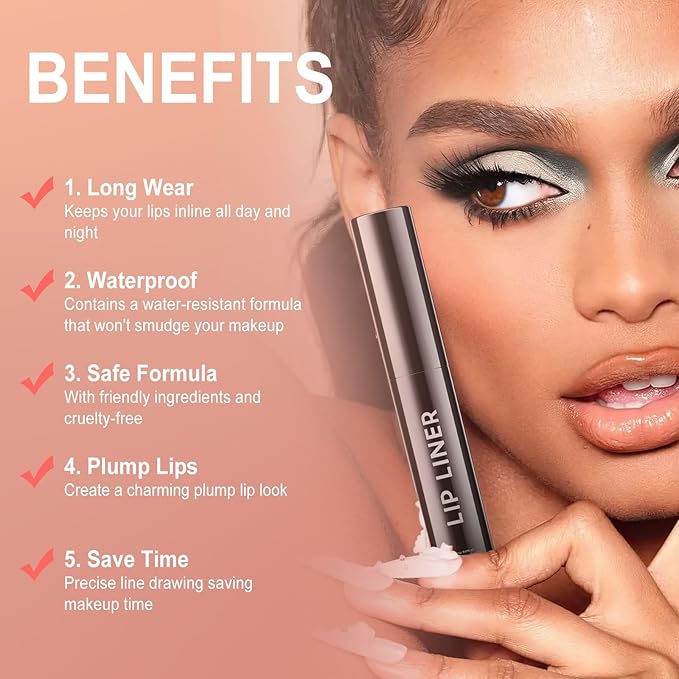 OETUIOW Lip Stain Long Lasting & Waterproof Lip Liner, Non-Stick Cup Highly Pigmented Natural Finish, Lip Gloss for All-Day Color Hold (Nude)-Velvo Beauty