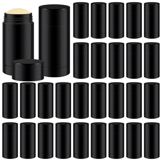 30 Pcs Empty Deodorant Containers Twist up Filling Stick Plastic Deodorant Container Refillable Bottles Bottomfill Round Lip Balm Tubes for Homemade DIY Lipstick Crayon(75 ml,Black)-Velvo Beauty