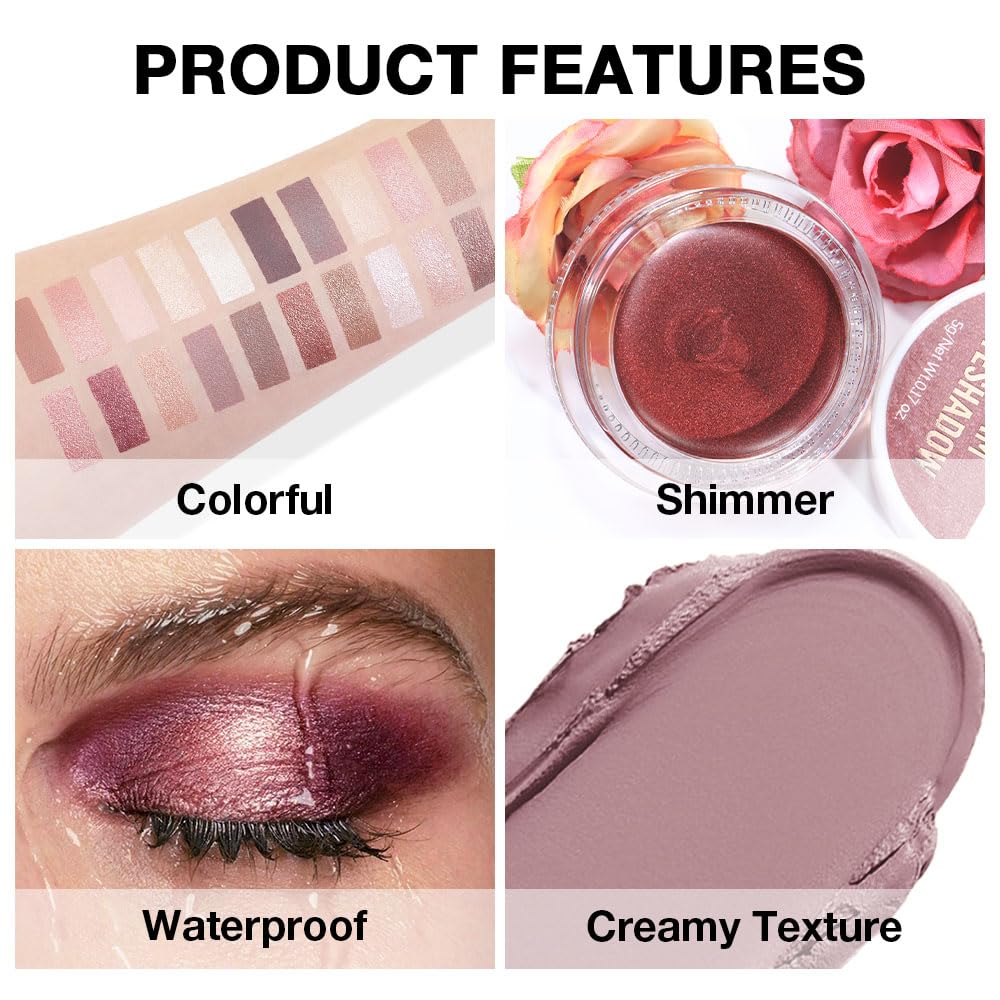 Single Cream Putty Matte Eyeshadow Palette Makeup, Natural Single Mini Instant Holographic Eyeshadow For Older Women, Sombras Crema Para Ojos, Talc, Paraben & Cruelty Free, 23-Velvo Beauty