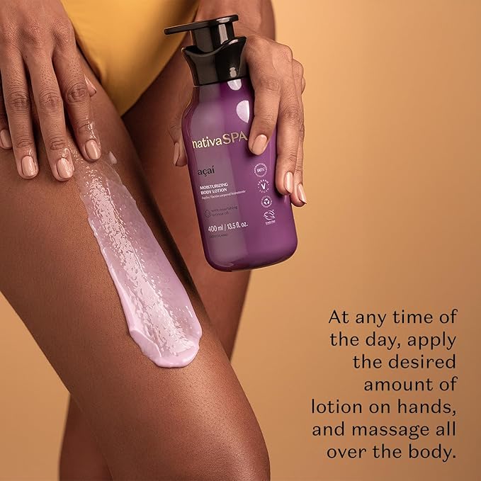 Nativa SPA by O Boticário, Açaí Moisturizing Body Lotion | Long-Lasting Hydration and Lightweight, Fragranced Moisturizer, 13.5 Ounce-Velvo Beauty