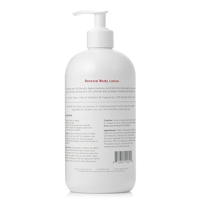Alpha Skin Care Revitalizing Body Lotion, 12% Glycolic AHA, Simple & Effective Daily Moisturizer Hydroxy Acid, Hydrates & Exfoliates for Soft, Smooth Skin, Anti-Aging, 23 Oz-Velvo Beauty