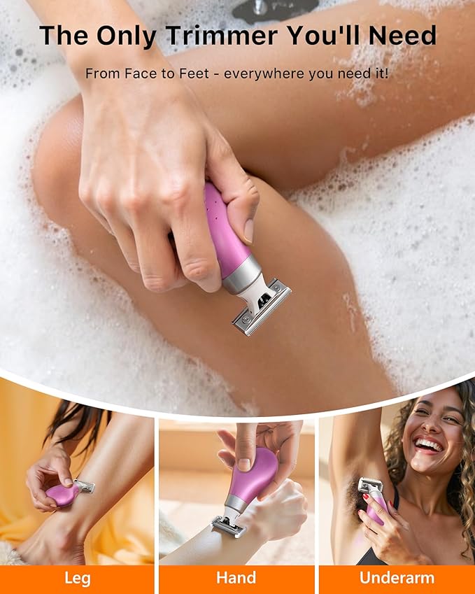 Mini Bikini Trimmer for Women - Intimate Pubic Hair Removal, Electric Body Groomer, Small Portable Wet/Dry Shaver, Magnetic Blade, USB-C Rechargeable with Travel Case, Easy to Clean (Pink)-Velvo Beauty