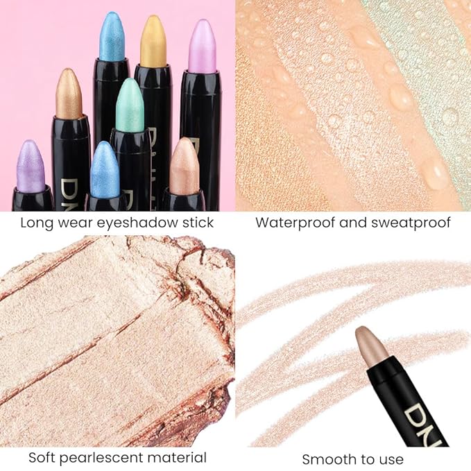 evpct Mocha Beige Shimmer Cream Eye Shadow Brightener Sticks Set for Eyes, Mocha Beige Shimmery Matte Pencil Eye shadow Applicator Stick Pen Palette Makeup Waterproof sombras en crema para ojos 14#-Velvo Beauty