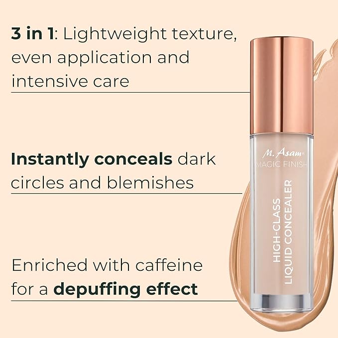 M. Asam MAGIC FINISH HIGHCLASS LIQUID CONCEALER Ivory (0.13 fl oz) - 4-in-1 Concealer With Mimic-Lift complex & High Coverage For Dark Circles & Blemishes, Vegan Make Up With Illuminating Pigments-Velvo Beauty