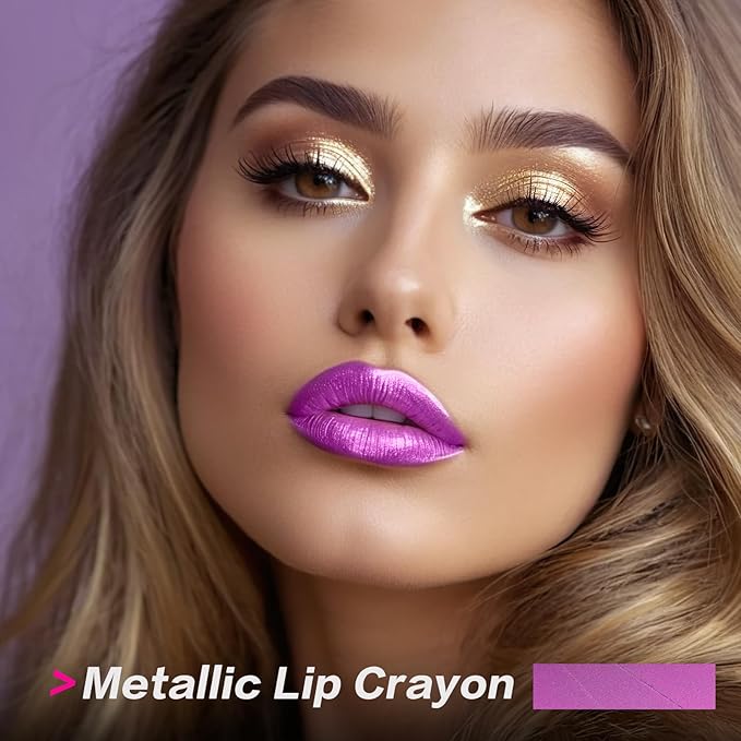 FOCALLURE Ultra Chic Metallic Lipstick,Rich Vitamin E Lip Crayon,Lightweight Shinning Color without Drying or Fading,Long Lasting Lips Makeup,#31 Utopia-Velvo Beauty