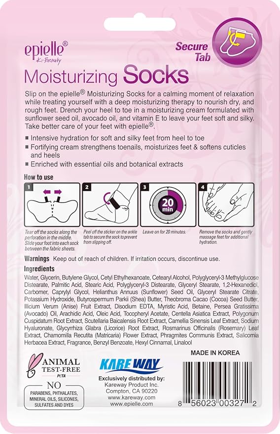 Epielle Moisturizing Foot Masks 6 Pairs, Deep Moisturizing Socks for Dry Feet & Cracked Heels, Relieve and Soften with Sunflower Seed Oil & Avocado Oil, Korean Skin Care, Spa Self Care Gifts for Women-Velvo Beauty