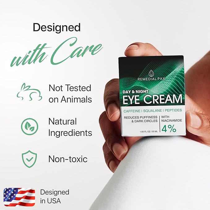 REMEDIAL PAX Eye Cream for Dark Circles and Puffiness, Bags Under Eyes Treatment, Anti-Aging Collagen Eye Cream for Wrinkles, Day & Night Caffeine Eye Cream with Niacinamide Dimethicone-Velvo Beauty