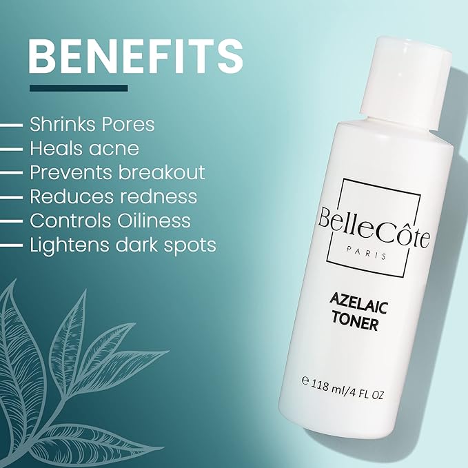 Skin Care Acne Treatment Toner - 10% Azelaic Acid, 2% Salicylic Acid, Tea Tree Oil Clean and Clear Acne Serum, Rosacea Treatment for Face, Reduces Blackhead | 4oz-Velvo Beauty
