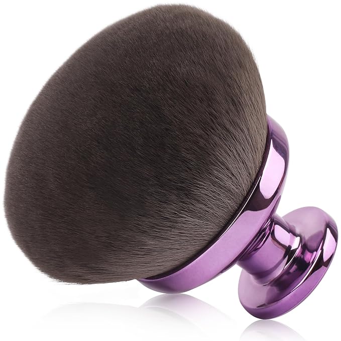 90MM Extra Large Self Tanner Kabuki Makeup Brush – Ultra Soft Dense Vegan Bristles for Body Makeup, Bronzer & Foundation–Applies Tanning Mousse, Lotion & Self Tanner,Wet & Dry (Purple)-Velvo Beauty