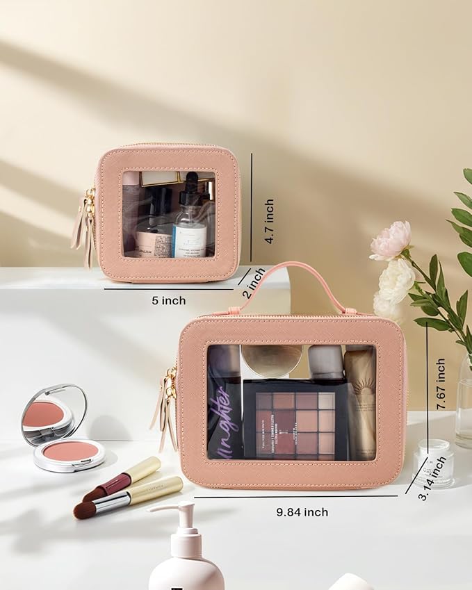 Clear Makeup Bag Small, TSA Approved Portable Toiletry Bag with Zipper Cosmetic Travel Bag Makeup Organizer Case Mini Makeup Pouch for Purse Car Organizer Bag for Women Men-Velvo Beauty