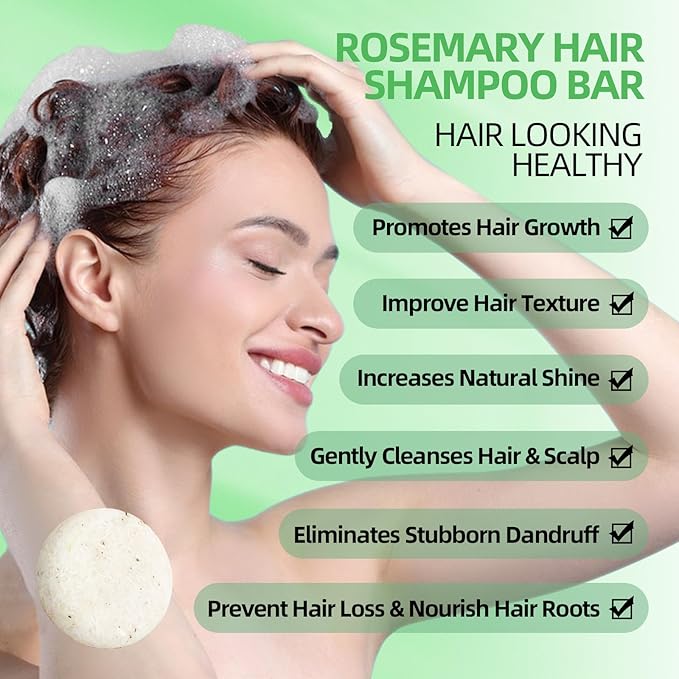 2 Pack Rosemary Hair Shampoo Bar,Deep Cleansing for Scalp Hair Loss Shampoo Soap,Organic Hair Oil Control,Solid Shampoo for Hair Growth, Refreshing and Hydrating Soap for Stocking Stuffers Women Gifts-Velvo Beauty