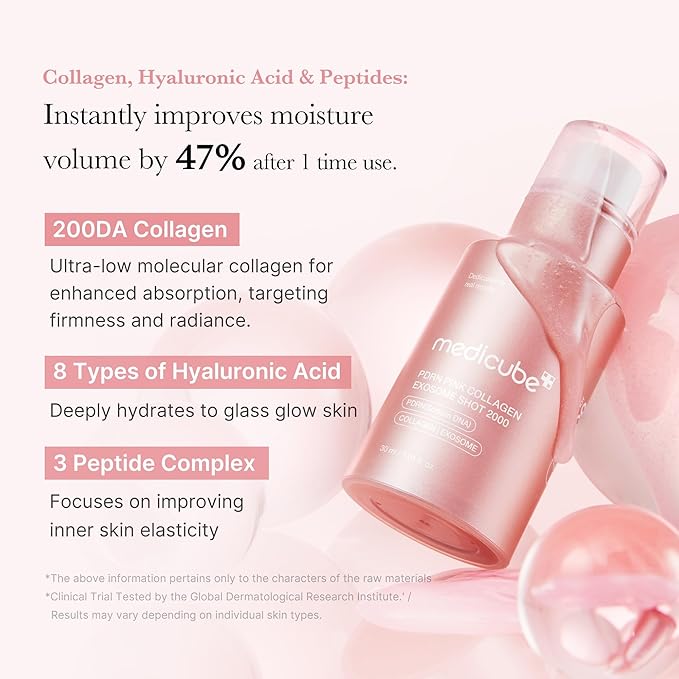 medicube PDRN Pink Collagen Exosome Shot Serum 2,000 PPM | Liquid Skin Booster | Exosome, Salmon DNA PDRN, Spicules | Uneven Skin Tone, Pore Care, Skin Texture | Korean Skin Care 1.01 fl.oz-Velvo Beauty