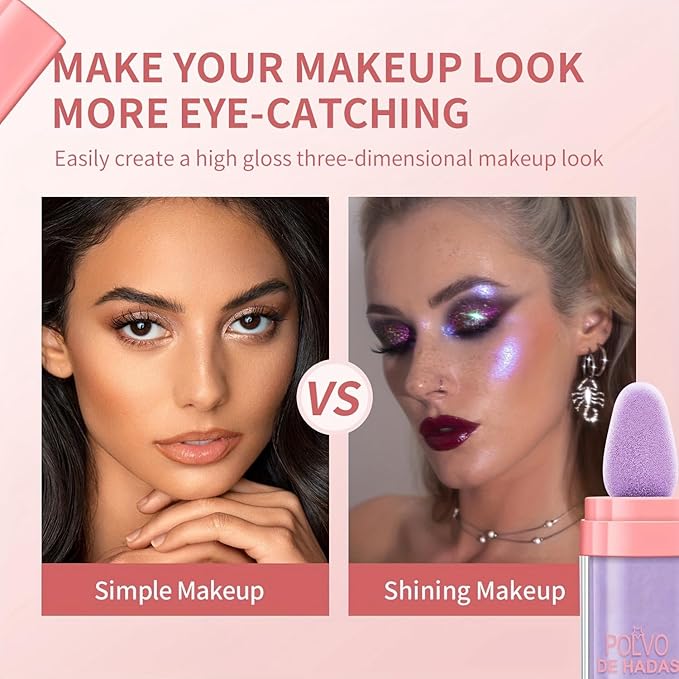 URQT Polvo De Hadas Fairy Highlight Patting Powder Highlighter Body Brightens the Natural Three-dimensional Face Powder Blusher (#04 Fantasy Purple)-Velvo Beauty