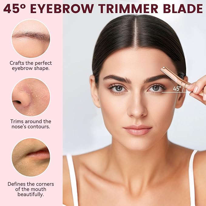 Eyebrow Razor-Face Razors for Women-Dermaplaning Tool for Face Exfoliation & Peach Fuzz with 12 Refill Blades-Facial Dermaplane Razors Shaver-Rose Gold-Velvo Beauty