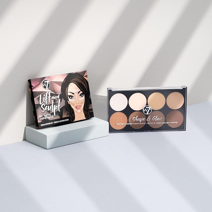 W7 Lift & Sculpt, Shape & Glow Set - 2 Piece Set - Cream Contour & Powder Contour Palette Duo-Velvo Beauty