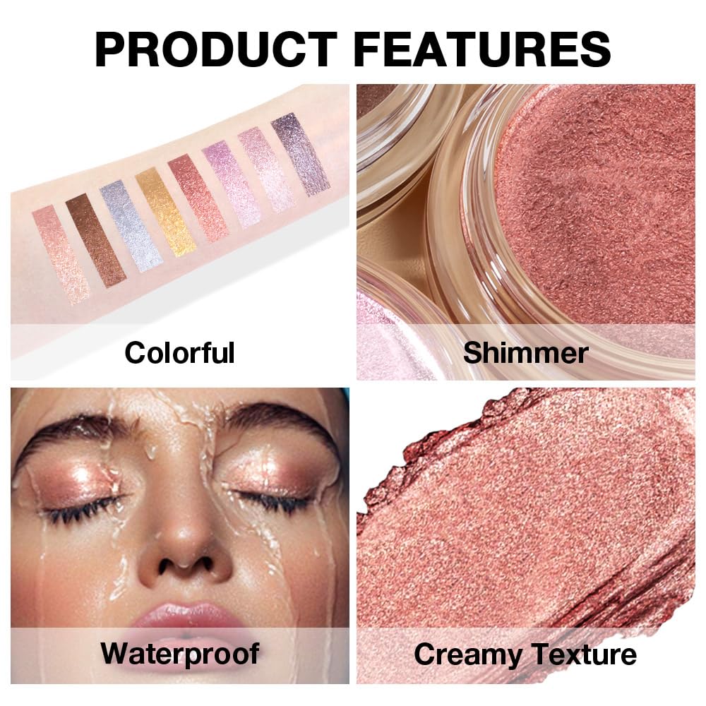 Cream Glitter Brownish Red Shimmer Metallic Eyeshadow Palette Makeup, Natural Single Mini Instant Holographic Eyeshadow For Older Women, Sombras Crema Para Ojos, Talc, Paraben & Cruelty Free-Velvo Beauty