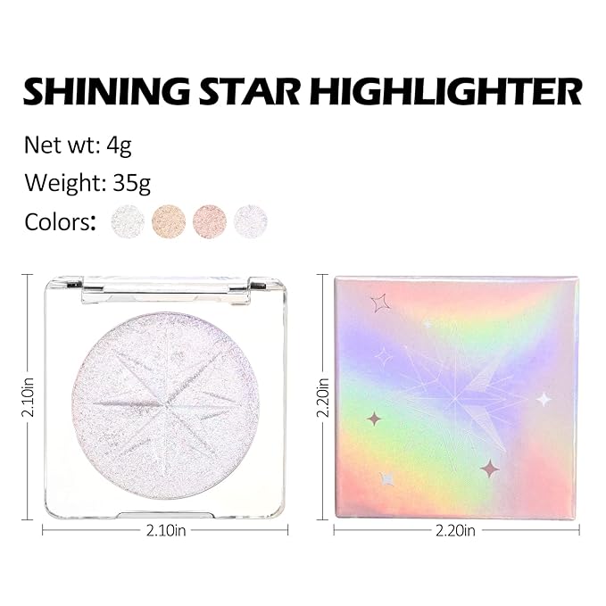 Erinde White Purple Shimmer Glitter Highlighter Highlight Makeup Contour Powder, Silver Highlighter Face Illuminator Highlighter, Highlighter Makeup iluminadores Illuminator for Face Body Cheek-Velvo Beauty