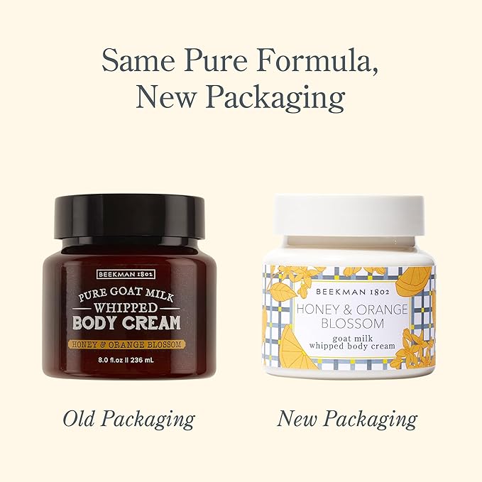 Beekman 1802 Whipped Body Cream, Honey & Orange Blossom - Scented - 8 oz - Intensely Hydrating & Softens Skin - With Goat Milk - Good for Sensitive Skin - Cruelty Free-Velvo Beauty