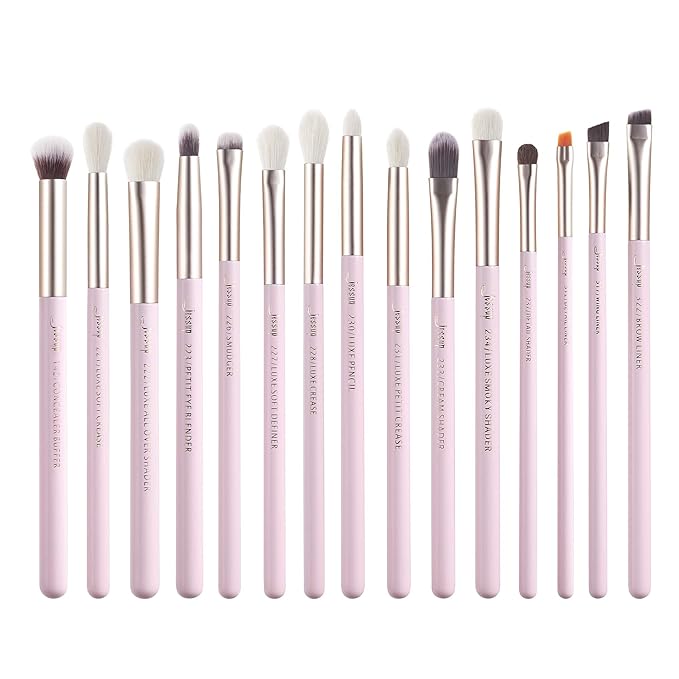Jessup Eyeshadow Brushes 15pcs, Natural Eye Brush Set for Eyeshadow Blending Concealer Eyebrow Eyeliner, Blushing Bride T294-Velvo Beauty