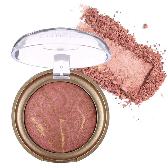 Baked Blush, Marbleized Blush for Cheeks, Shimmery Satin Finish Blushes Powder Palette, Buildable Color Natural Face Makeup Powder-Velvo Beauty