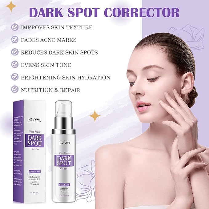 HANYWIL Dark Spot Remover for Face & Body Serum,Rapid Tone Repair Cream with Hyperpigmentation Treatment,Sun Spot, Age Spot & Melasma Remover,Dermatologist-Tested Brightening Retinol Serum (1.7 Fl Oz)-Velvo Beauty