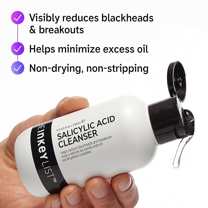 The INKEY List Salicylic Acid Cleanser, Face Wash for Blemishes, Blackheads, Oily Skin and Breakouts, Non-Drying Facial Cleanser Safe for All Skin Types, 5.0 fl oz-Velvo Beauty