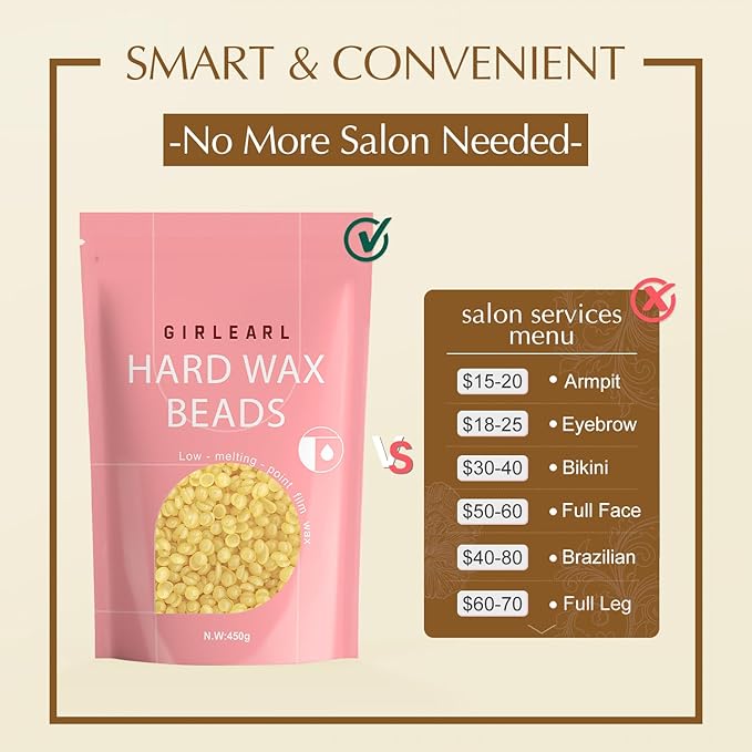 Hard Wax Beads, 1lb Honey Wax Beans for Hair Removal, Hard Wax for Sensitive Skin at Home, Wax Refill Perfect for Brazilian Bikini, Legs, Facial, Eyebrow and Full Body for Women and Men-Velvo Beauty