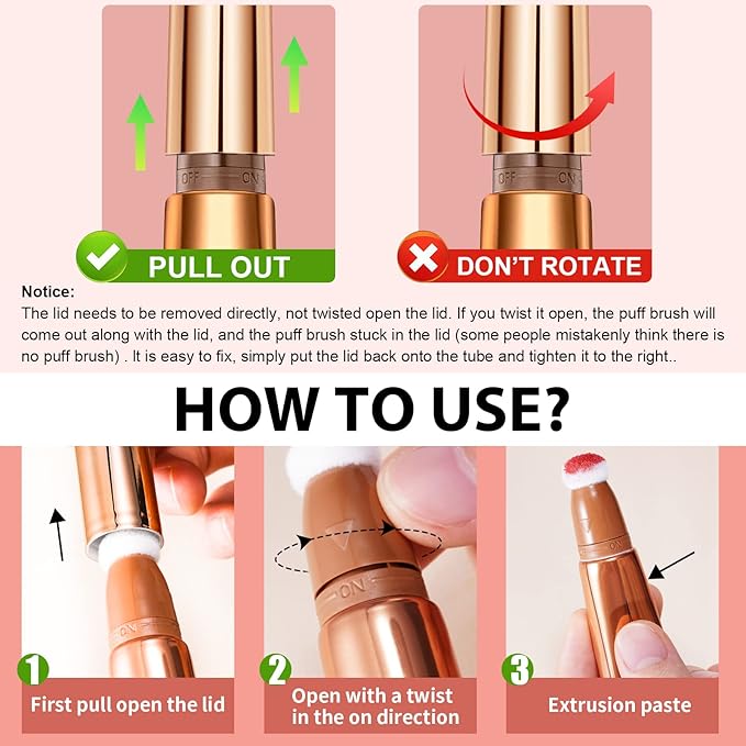 Blush Beauty Wand, Matte Face Blush with Cushion Applicator, Natural Silky Smooth Creamy Liquid Blush Wand, Lightweight Blendable Blush Stick for Cheek, Cruelty-free (Soft Rose)-Velvo Beauty