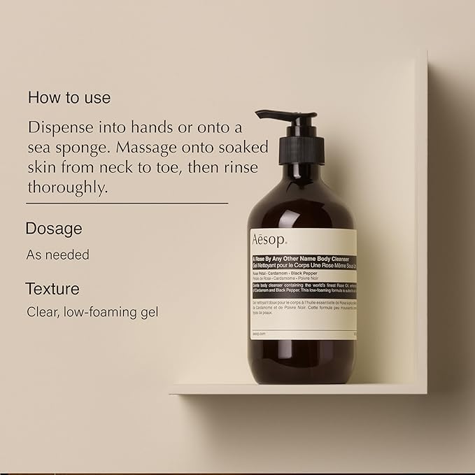 Aesop A Rose By Any Other Name Body Cleanser | Gentle Body Cleanser with Rose Petal Oil & Skin-Softening Botanicals | 16.9 oz / 500mL-Velvo Beauty