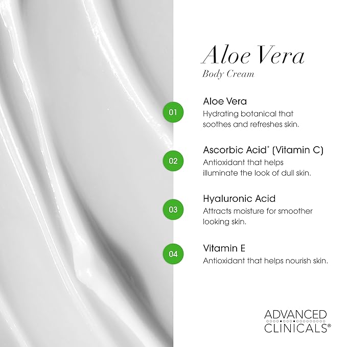 Advanced Clinicals Aloe Vera Lotion Skin Care Relief Cream | Vitamin E Infused Hyaluronic Acid Moisturizer & Vitamin C Body Lotion For Women & Men Helps Improve Look Of Extremely Dry Skin, 16 Ounce-Velvo Beauty