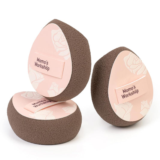 Multi-Use Mini Makeup Sponge Set,Oil-Control & Makeup Setting, Cut-Edge Design for Cream & Powder Products, for Oily Skin,Pink-Brown, 3PCS Mini Beauty Concealer Sponges & Storage Case-Velvo Beauty