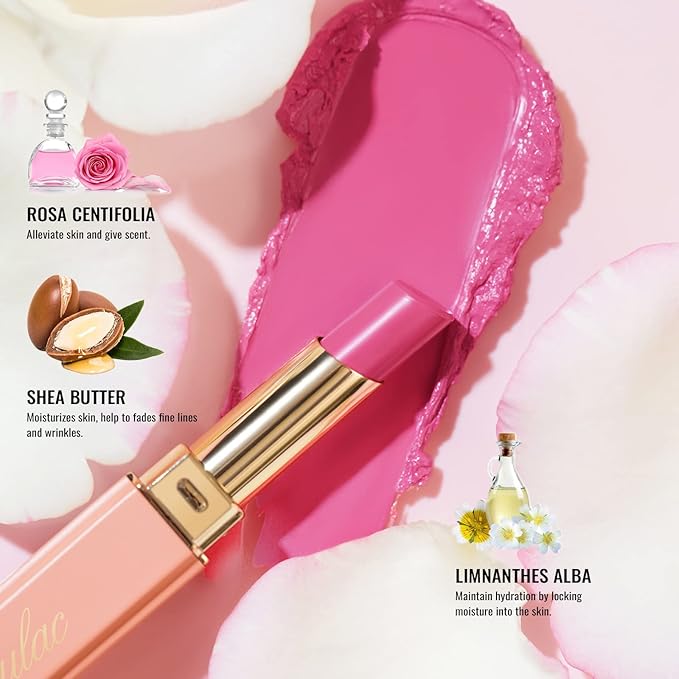 Oulac Moisture Peach Nude Lipstick - 2 in 1 Shimmer Lipstick & Lip Balm, Shimmer Soild Lip Gloss, Lightweight Smooth, Natural Look Best for Dry, Cracked and Chapped Lips, Vegan 2.2g/0.07oz (S05)-Velvo Beauty