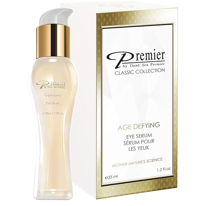 Premier Dead Sea Classic Eye Serum, Hypoallergenic, Age defying, Helps minimize wrinkles, Dark circles, Sagging skin, Reduce bags, with vitamins A & E 1.2 fl.oz-Velvo Beauty