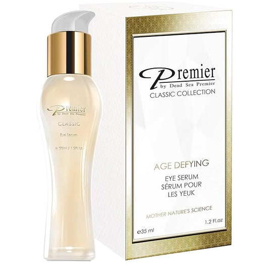 Premier Dead Sea Classic Eye Serum, Hypoallergenic, Age defying, Helps minimize wrinkles, Dark circles, Sagging skin, Reduce bags, with vitamins A & E 1.2 fl.oz-Velvo Beauty