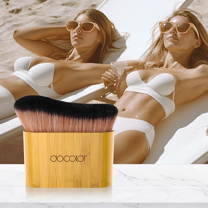 docolor Self Tanner Brush Large Body Makeup Brush, Soft Vegan Tanning Brush no stripes, for Foundation, Self-tanner, Bronzer, Self Tan Back Applicator Body + Face Self-Tan Blending Brush Gift Box-Velvo Beauty