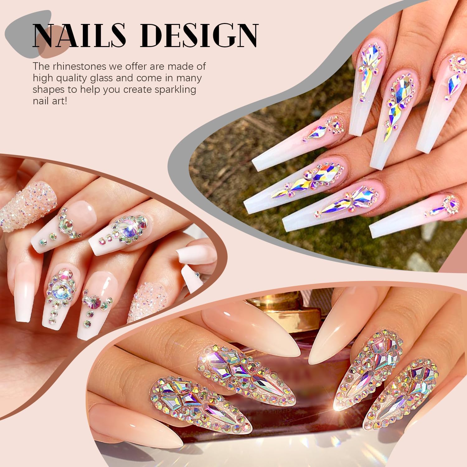2680Pcs AB Glass Nail Rhinestones 120Pcs Multi Shapes Flatback Nail Gems + 2560Pcs 1.5-4mm Round Crystal, Manicure Nail Charms Diamond Gemstones for Acrylic Nails Decoration-Velvo Beauty