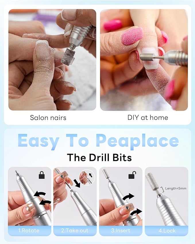 CozyZen Cordless Nail Drill Professional: 45000 RPM Rechargeable Electric Nail File Kit, Portable & Low Noise for Acrylic, Gel Nails, Manicure & Pedicure - Salon & Home Use-Velvo Beauty