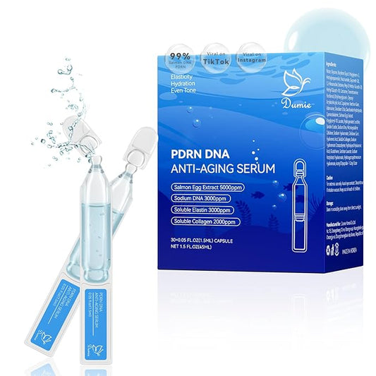 Salmon DNA PDRN Anti-Aging Serum, 5000ppm Salmon Egg DNA Ampoule, 2000ppm Collagen, Glutathione, Niacinamide & 6 Hyaluronic Acids, Korean Skincare for Wrinkles & Radiance,0.05 fl.oz x 30e-Velvo Beauty